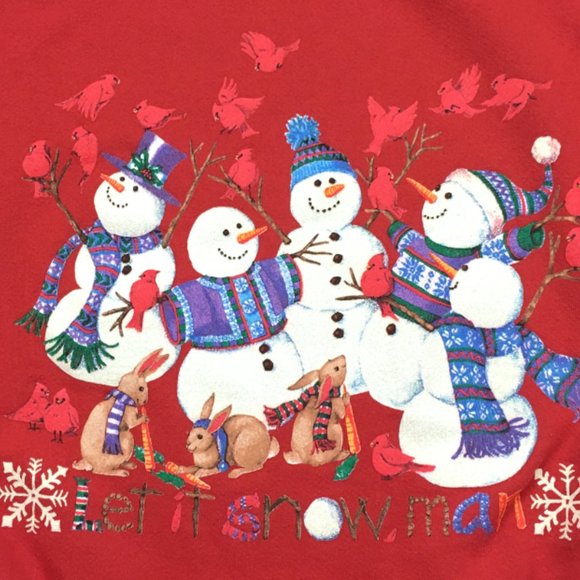 VTG Snowmen Red Sweatshirt Grandma Adult L - Picture 2 of 4